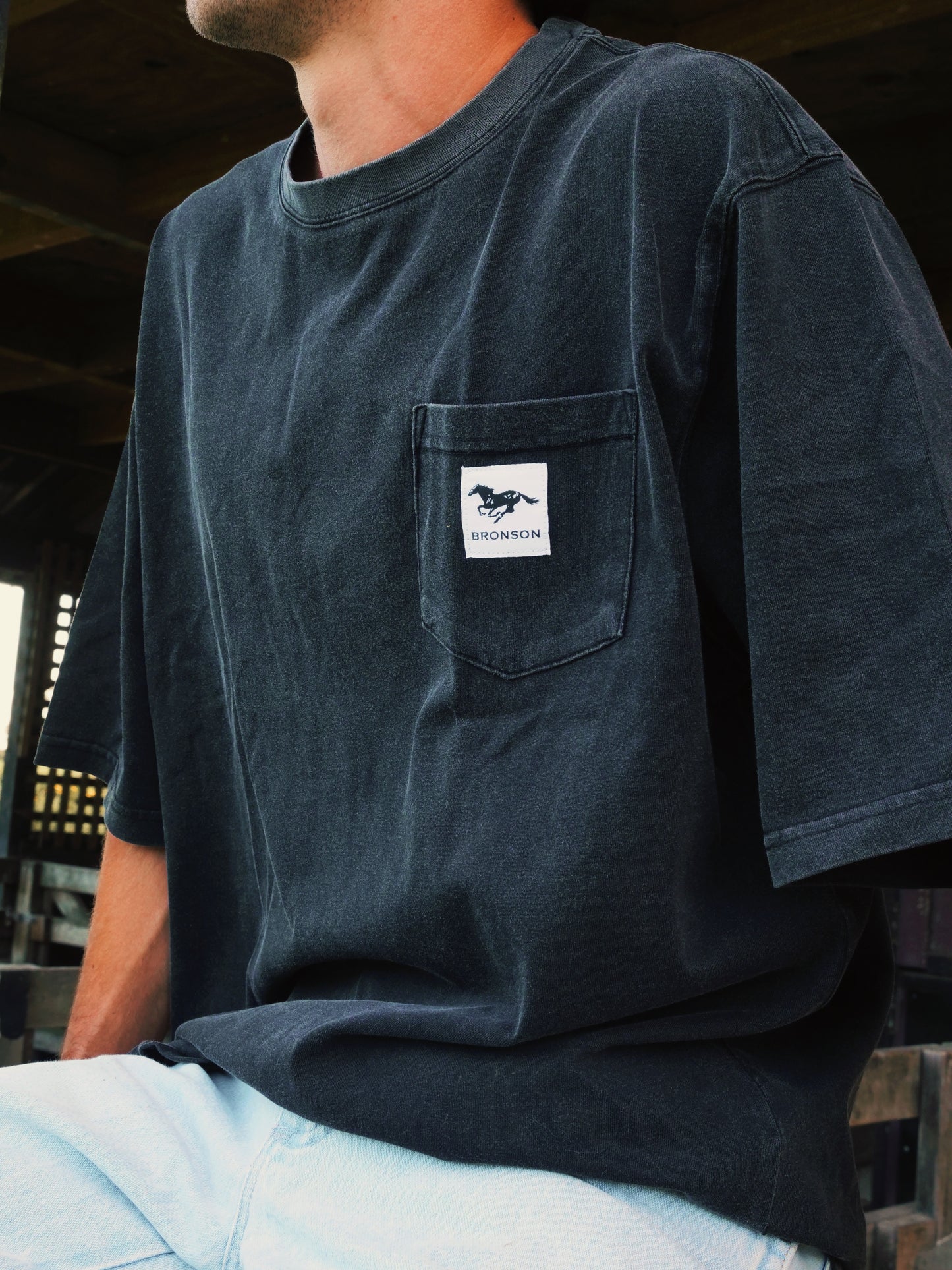 Black Wash Pocket Tee